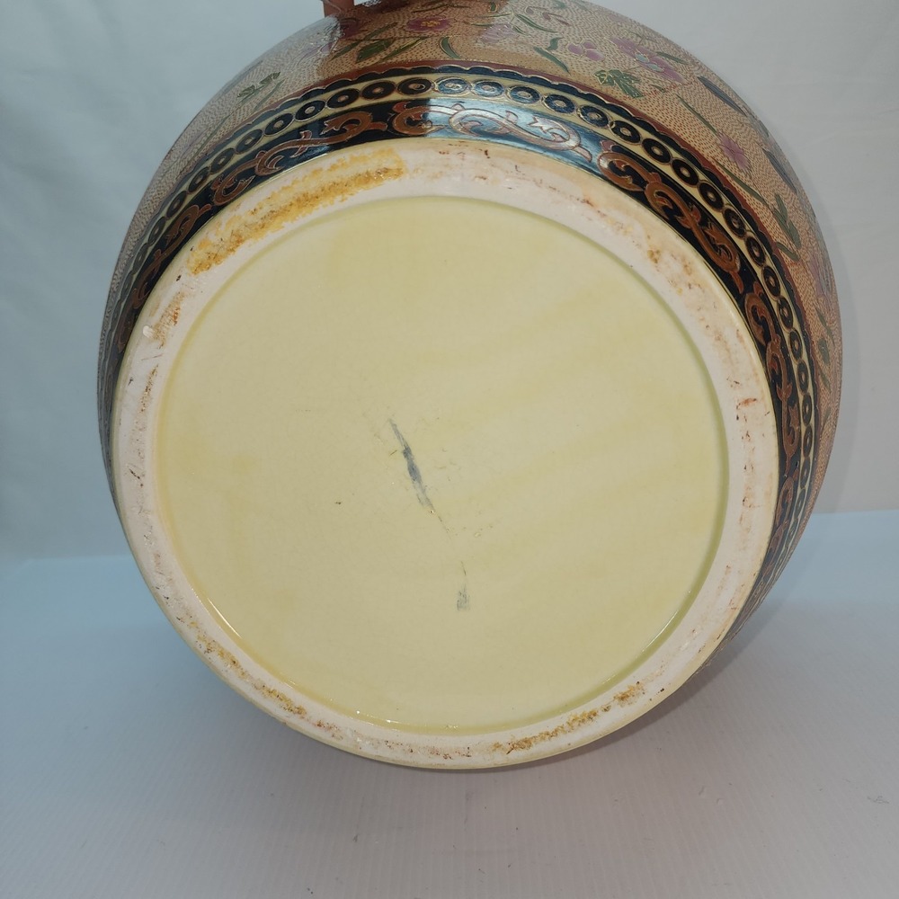 New England Pottery Imperial Fish Bowl 14" Ceramic Floral & Fish Pattern Round - Picture 2 of 6